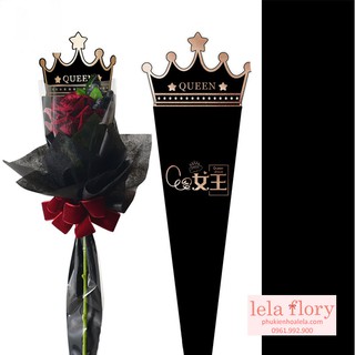 Túi 1 bông hình vương miện màu Đen - GIA0044.26