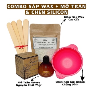[FRESHIP+QUÀ] Combo 100gr ( Sáp nhập khẩu úc cao cấp + Sáp Dừa &amp; trong suốt + wax lông nóng dạng hạt đậu Hard Wax Beans