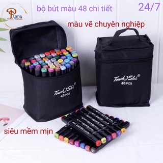 Bộ bút dạ màu nước  48 chi tiết, bút siêu mềm, tô êm, mịn, màu vẽ chuyên nghiệp