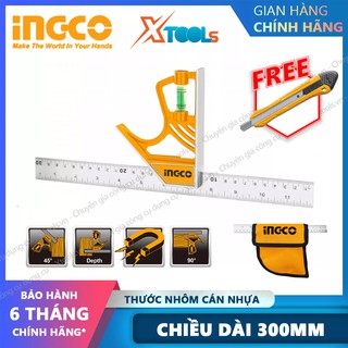 Thước nhôm xây dựng INGCO HSR530255 30cm, thước nhôm kỹ thuật đa năng có bóng nước cân bằng, tay cầm đa năng thông minh