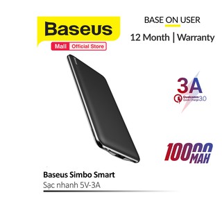 Pin dự phòng siêu mỏng Baseus Simbo Smart sạc nhanh 3A 10,000mAh cổng Usb có thể cắm được cả hai chiều