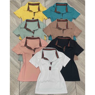 Áo thun ôm body nữ phối viền G From vừa