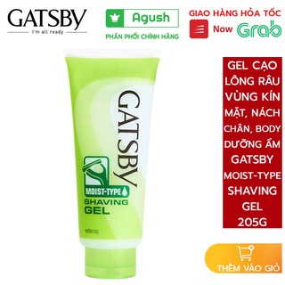 Gel cạo lông vùng kín mặt nách râu chân body Gatsby Moist-Type Shaving Gel 205g cho nam nữ làm mềm lông dưỡng ẩm sau cạo