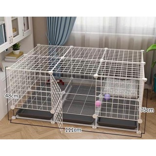 < Tặng Dây Rút > kèm khay vệ sinh - COMBO chuồng thú cưng 6 ô , có chân - tự lắp ghép bằng lưới sắt .