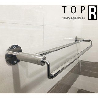 Giá treo khăn nhà tắm inox 304 TOP R không gỉ cao cấp, giá vắt khăn tắm đôi
