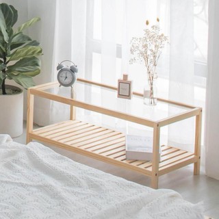 Bàn Trà Sofa Mặt Kính Gỗ Thông Nhập Khẩu