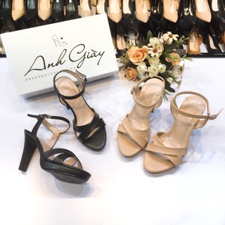 SD15 - Sandal quai chéo đúp đế gót trụ mảnh 9p VNXK( ảnh thật kèm video)