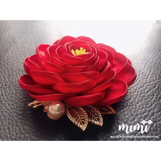 Cài áo hoa trà gấm gắn đá cao cấp ( có nhiều màu)