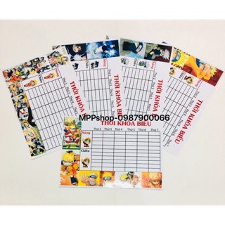 Thời khoá biểu anime naruto combo 3 tờ ảnh mẫu ngẫu nhiên