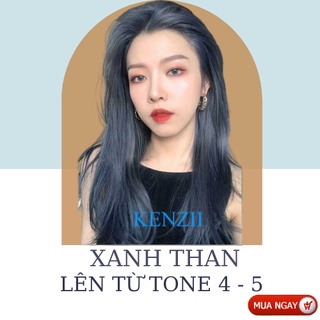 Thuốc Nhuộm Tóc Màu Xanh Than Xanh Dương Đen  Tặng Trợ Nhuộm  Kenzii Lên Từ Tone 4 - 5 ( Thuốc Nhuộm Tóc Xanh )