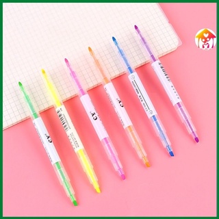 Bộ 6 bút đánh dấu dạ quang 2 đầu  phong cách Hàn Quốc dễ thương