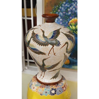 Bình hoa gốm sứ hạc trắng cao 52cm, bình hoa chưng hoa mai hó đào ngày tết