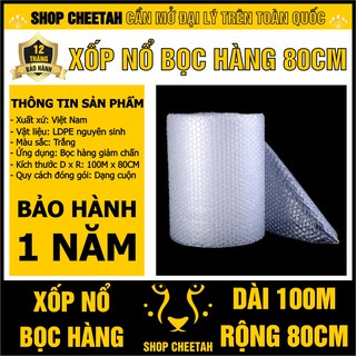 Xốp nổ bọc hàng – Dài 100M x Rộng 80CM – Màng xốp bóp nổ – Màng bong bóng khí – Màng giảm chấn – Xốp bóng khí – Xốp hơi