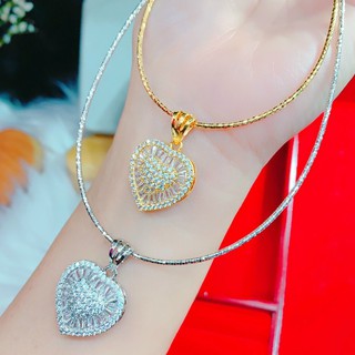 Kiềng Dạng Dẻo 1 Bính Mặt Trái Tim 2 Tầng Tỏa Hào Quang - Bền Màu Không Dị Ứng