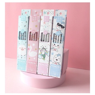 { kho sỉ } Set 10  bút chì chuốt HB cao cấp bằng gỗ kèm hộp nhiều chủ đề hoạt hình ngộ nghĩnh thích hợp làm quà cho bé
