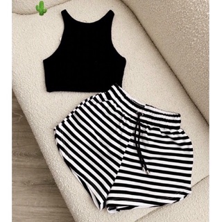 Set tập gym áo ba lỗ kèm quần short sọc ngang siêu hot ☘️☘️☘️PC NG