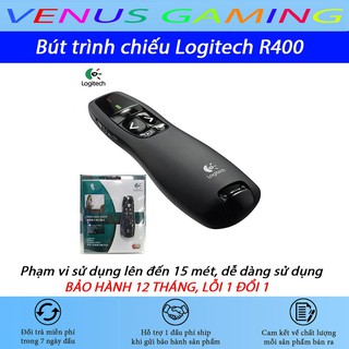 Bút trình chiếu Logitech R400 - Phạm vi sử dụng lên đến 15 mét - Bảo hành 12 tháng - Cam kết lỗi 1 đổi 1