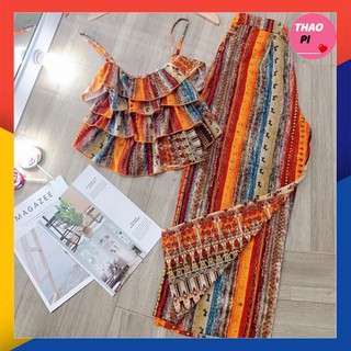 Set bộ thổ cẩm áo tầng siêu đẹp - hình thật