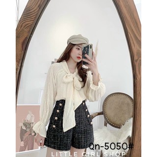 ÁO SƠ MI BI NỔI THẮT NƠ TAY BÈO TIỂU THƯ