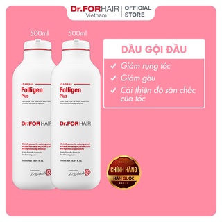 Combo 2 chai dầu gội giảm rụng tóc, giảm gàu, cải thiện độ săn chắc của tóc Dr.FORHAIR Folligen Plus 500ml