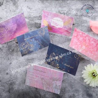 Thiệp Gấp 6 mẫu Ánh nhũ mix hoa màu vàng gold kèm phong bì sang trọng, xinh đẹp 9.5x14cm