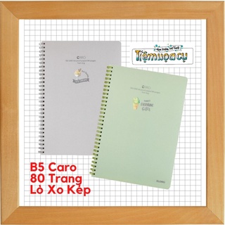 [HVVT] Vở Lò Xo Kép Caro B5 Bìa Nhựa KLONG - 80 Trang; MS: 574