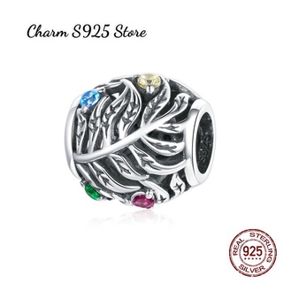 CHARM XỎ NGANG HOẠ TIẾT CÀNH LÁ ĐÍNH ĐÁ BẠC S925 HÀNG CHÍNH HÃNG CAO CẤP