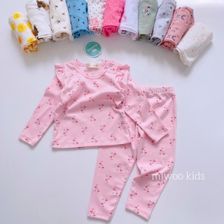 [8-20kg] Bộ Dài Tay Cotton Bozip Miwoo Kids Cho Bé Gái In Họa Tiết Xinh Xắn