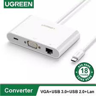 Cáp chuyển đổi đa chức năng USB Tpe C sang VGA + Lan + USB 3.0 + USB 2.0 UGreen 30439 - Hàng Chính Hãng