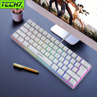 Bàn Phím gaming mini Led RGB V700 white giả cơ nhỏ gọn