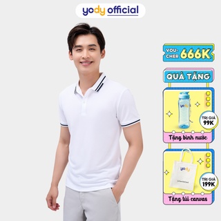 Áo Polo Yody nam chất liệu cotton Cafe phối vai APM5123