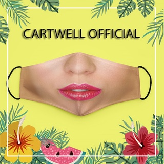 Khẩu trang hình hài hước mặt quỷ vải đẹp miệng cười miệng mặt phụ nữ 9 CARTWELL chống giọt bắn phòng dịch bệnh dễ thở dà