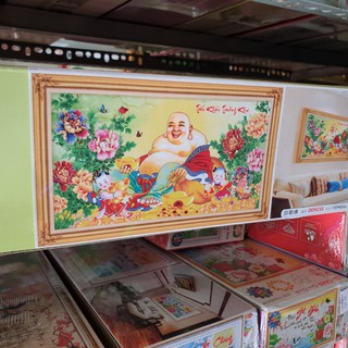 Tranh Đính Đá PHẬT DI LẠC (ĐÁ ABC CAO CẤP). Kích Thước: 1m05 x 60cm