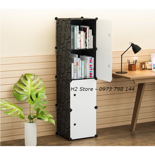 TỦ NHỰA THÔNG MINH GIÁ RẺ LẮP GHÉP 4 Ô ĐA NĂNG CỬA TRẮNG ĐỤC CHO TRẺ sâu 47cm