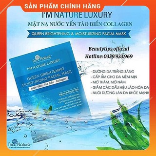 Mặt Nạ Dưỡng Trắng Sáng Yến Tươi Collagen I'm Nature Luxury Queen Brighterning &amp; Moisturizing Facial Mask (Hộp 6 Miếng)