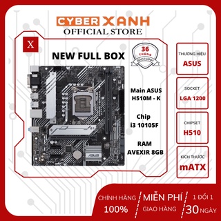 Combo Main + Chip + Ram(Asus H510M-K + i3 10105F + Avexir or Lexar 8gb 2666) Hàng mới full hộp chính hãng BH 36 tháng