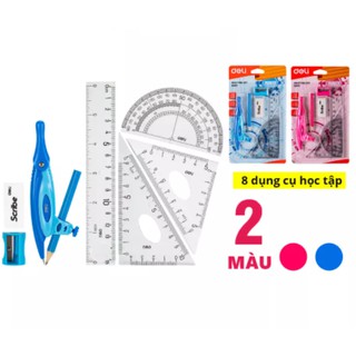 Bộ Dụng Cụ 8 Món Dành Cho Học Sinh - Deli G30001 ( Màu Ngẫu Nhiên - 1 Bộ )