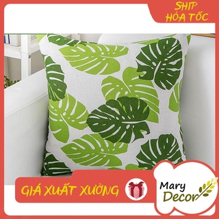 Gối tựa sofa Mary Decor - họa tiết Lá cọ xanh G-B02