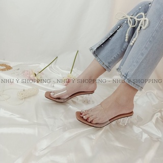 Guốc Cao Gót Đế Vuông Quai Trong 5P