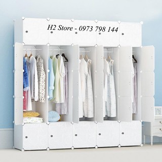 TỦ NHỰA ĐỂ QUẦN ÁO LẮP GHÉP ĐA NĂNG 25 Ô CỬA TRẮNG ĐỤC THÔNG MINH GIÁ RẺ sâu 47cm