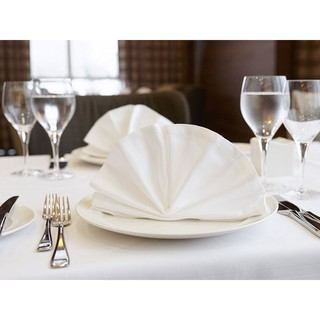 Khăn lót bàn ăn, dụng cụ ăn cao cấp Napkin trắng trơn sang trọng Landecor- TBA489