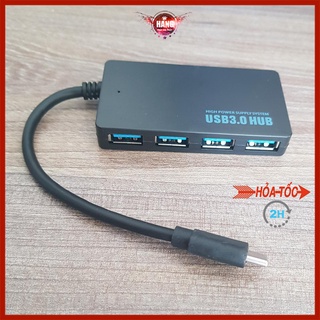 Hub Usb Type-c ra 4 cổng usb 3.0 tốc độ cao 5Gbps, có jack nguồn 3.5 (nhựa đen)