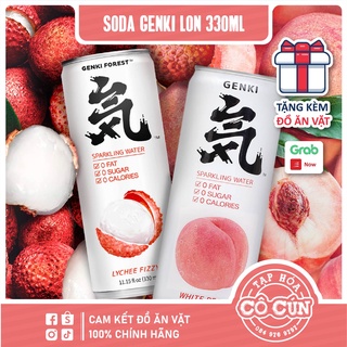 Nước Soda Genki, nước hoa quả có ga - Không béo, không đường, không calo, lon 330ml