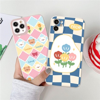 Ốp lưng iphone caro flower trending ốp iphone cạnh vuông 7plus/8/8plus/xr/xs/11/12/13/pro/max/plus/promax/6/6plus/6splus