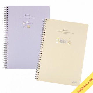 Vở B5 Klong 120 trang caro Ms 575 lò xo kép bìa nhựa Pastel Chọn Màu, Cuốn tập sổ Klong