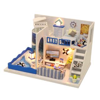 mô hình trang trí 3D handmade đồ chơi lắp gáp gỗ ngôi nhà âm thanh của biển mini thu nhỏ M040 có đèn
