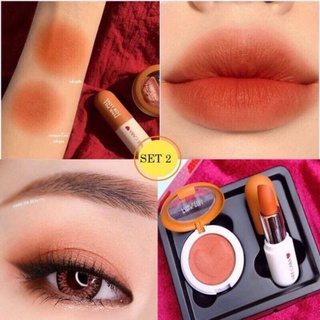 Set son kem và phấn má, mắt tone cam của Kiss beauty