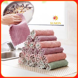 Khăn lau đa năng bếp SUMON chuyên dùng lau bát đĩa, cốc chén thấm nước chống dính dầu mỡ hai mặt MS_51