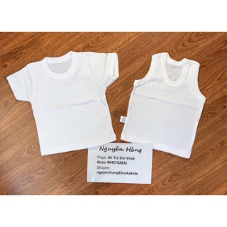 Áo cộc cotton trắng bé trai hàng xuất