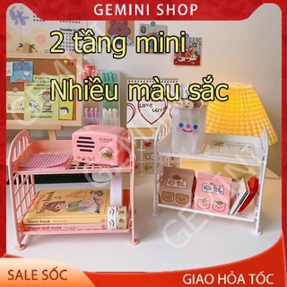 Kệ nhựa để đồ mini 2 tầng để đồ dùng học tập trang trí bàn học phong cách Hàn Quốc E050 GEMINI SHOP